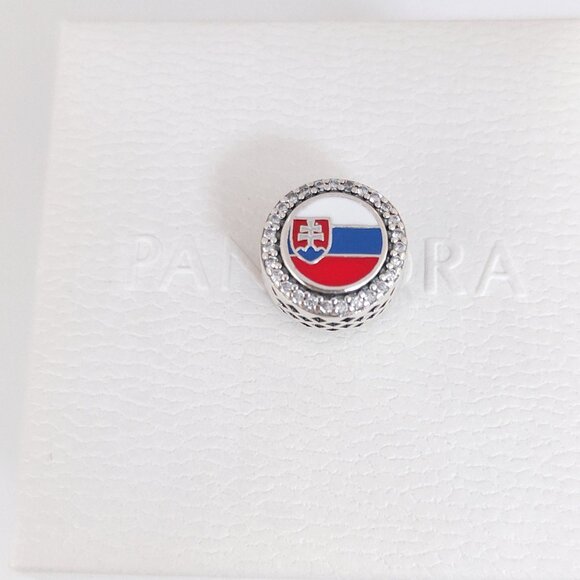 Pandora Slovakia Flag Silver Charm Bead with box - Picture 3 of 7
